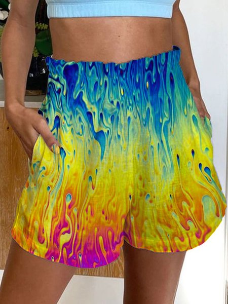 

Casual Loosen Ombre Cotton Blends Ombre Shorts, Multicolor, Shorts