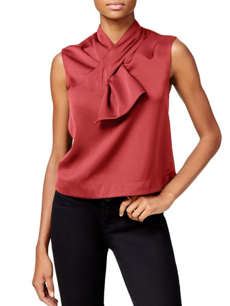 

Cross Front Elegant Top, Wine red, Tunics