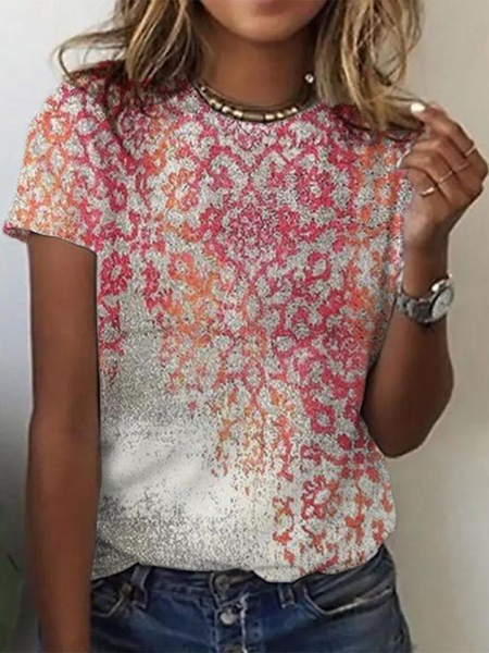 

Tribal Vacation Round Neck Short Sleeve T-Shirt, Multicolor, T-Shirts