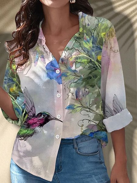 

Buttoned Casual Long Sleeve Blouse, Multicolor, Blouses & Shirts