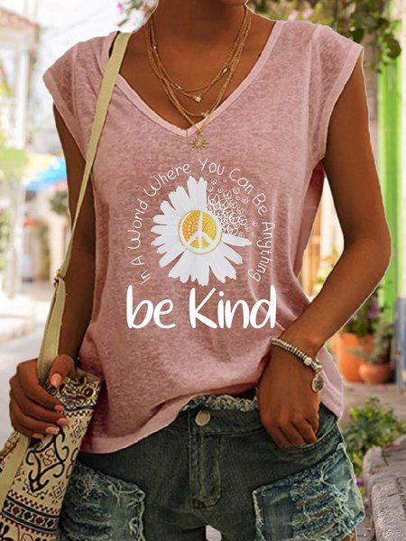 

Be Kind Regular Fit Cotton Blends Casual Knit, Pink, Tank Tops