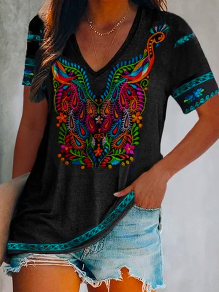 

Cotton Blends Casual Short Sleeve T-Shirt, Black, T-Shirts