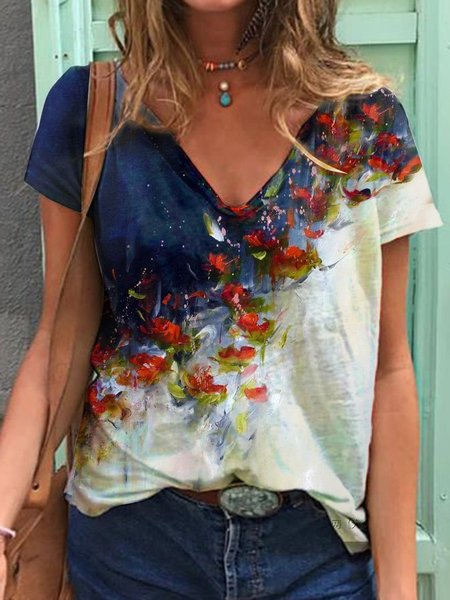 

Printed Vacation Regular Fit Short Sleeve T-Shirt, As picture, T-Shirts