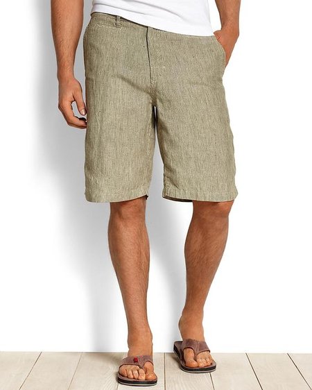 

Cotton Linen Style American Casual Basic Versatile Linen Shorts, As picture, Men's shorts