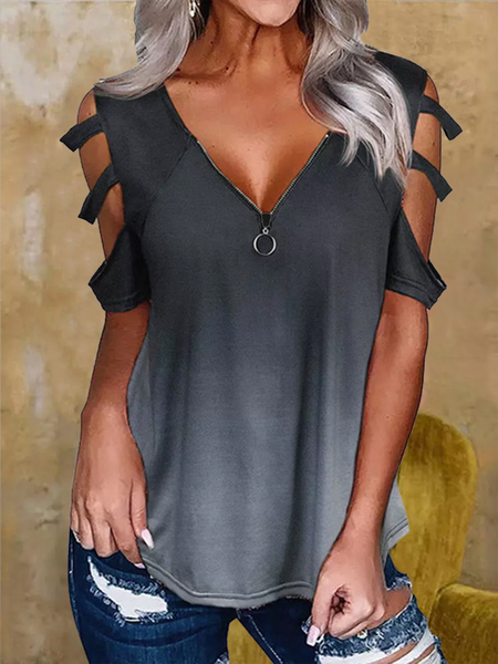 

Loosen Casual Short Sleeve T-Shirt, Black, T-Shirts