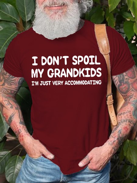

I Don't Spoil My Grandkids Grandpa Casual Short Sleeve T-Shirt, Red, T-shirts