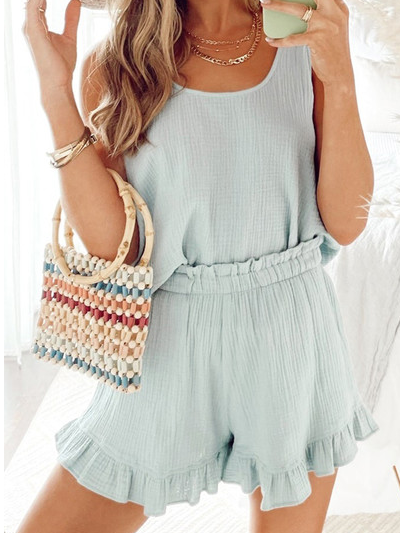 

Cotton Casual Two Piece Sets, Green, Suit Set