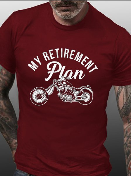 

My Retirement Plan Motorcyclist Casual Short Sleeve T-Shirt, Red, T-shirts