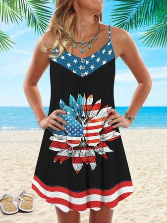 

Vacation V Neck Geometric Short Sleeve Knit Dress, Black, Dresses