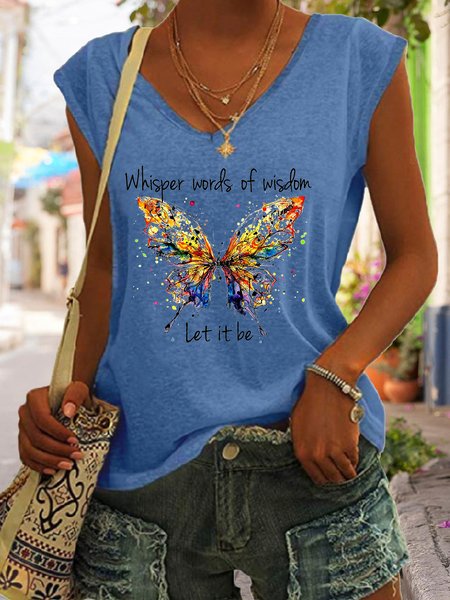 

Whisper Words Of Wisdom Let It Be Butterfly Women's Tank, Blue, Tank Tops
