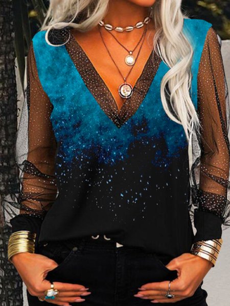 

Mother's Day Themed Gradient Print Spring New Hot Women's Tops, Multicolor, Shirts & Blouses
