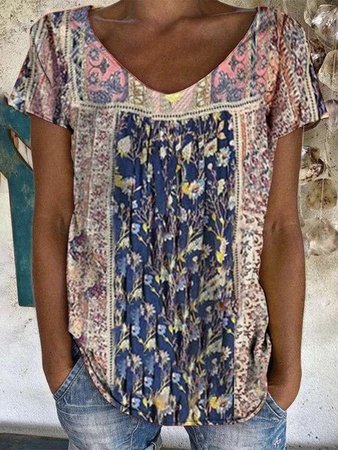 

Tribal Loosen Short Sleeve T-Shirt, Multicolor, T-Shirts
