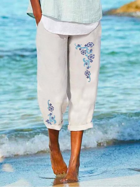 

Floral print designer pop women's cropped trousers, Multicolor, Shorts