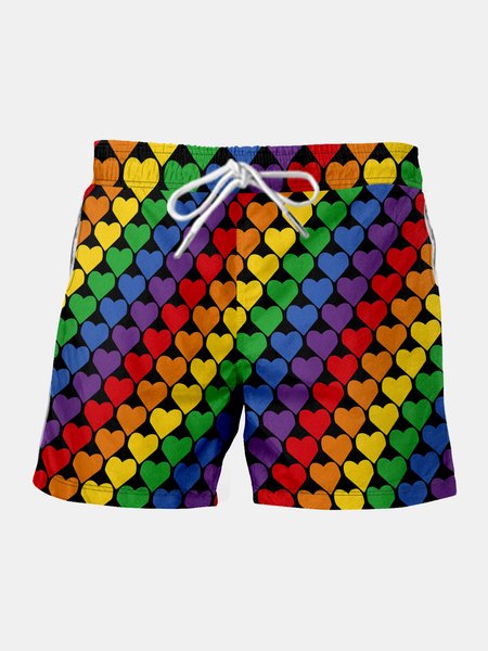 

Rainbow Graphic Men's Casual Beach Shorts, Multicolor, Men's shorts