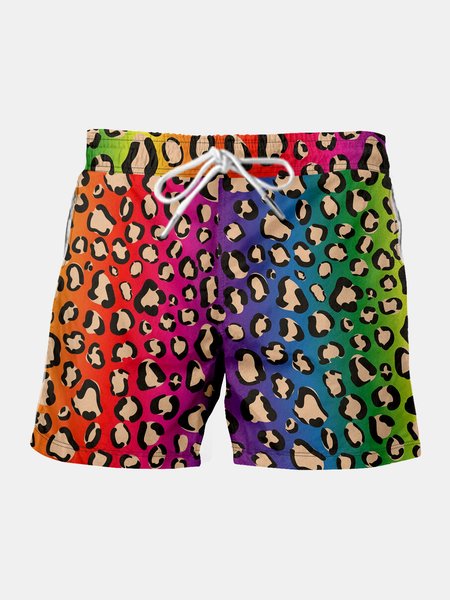 

Rainbow Graphic Men's Casual Beach Shorts, Multicolor, Men's shorts