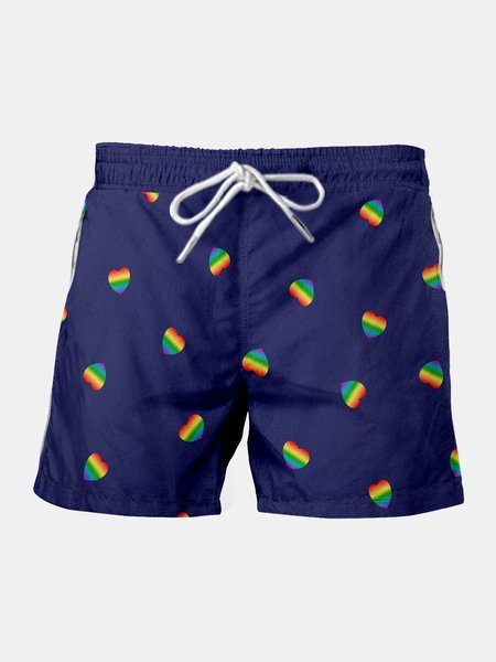 

Rainbow Graphic Men's Casual Beach Shorts, Purplish blue, Men's shorts