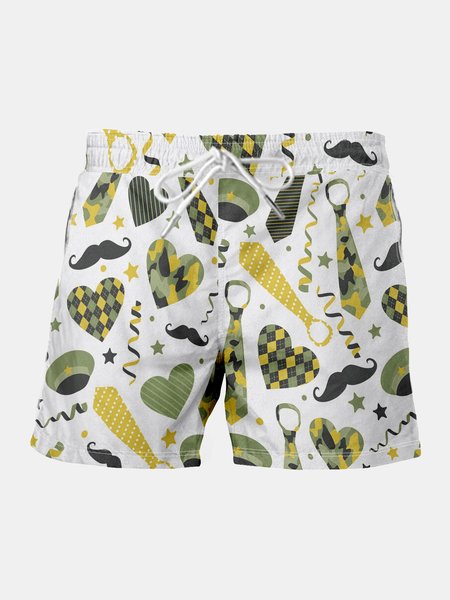 

Father's Day Graphic Men's Casual Beach Shorts, White, Men's shorts