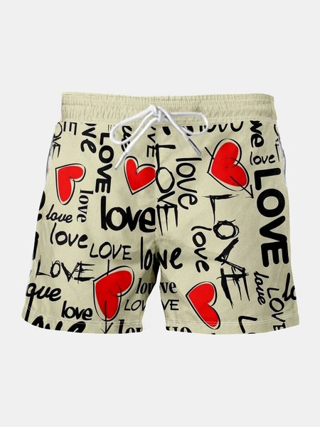 

Love Is Love Men's Casual Beach Shorts, Beige, Men's shorts