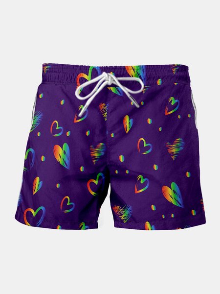 

Rainbow Graphic Men's Casual Beach Shorts, Purple, Men's shorts