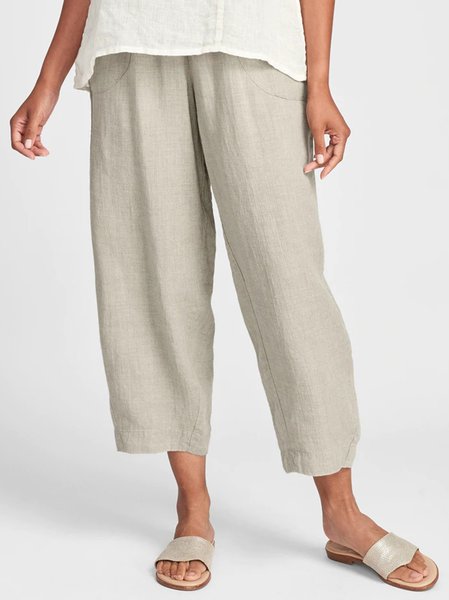 

Plain Pockets Loosen Casual Pants, Khaki, Pants