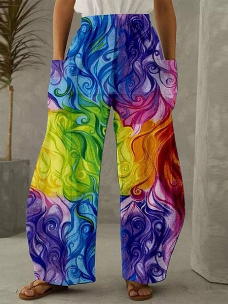 

Pockets Ombre Casual Pants, Multicolor, Pants