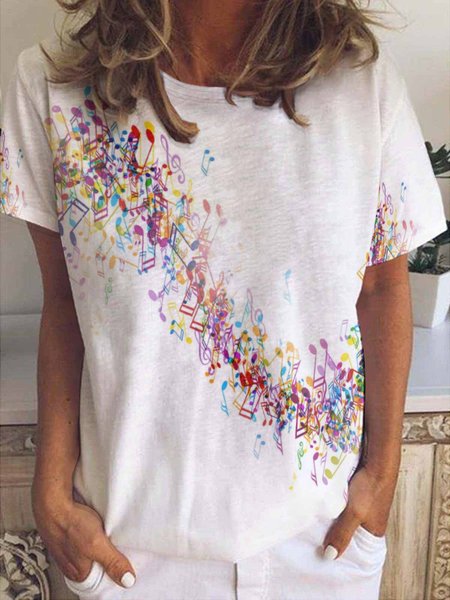

Colorful Musical Note Women's Short Sleeve T-Shirt, As picture, T-shirts