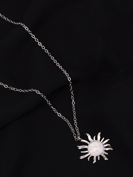 

Vintage Alloy Sunflower Opal Necklace, Silver, Necklaces