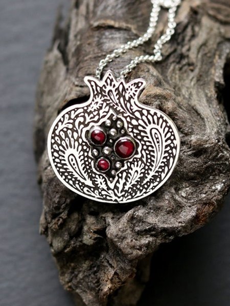 

Vintage Ruby Pomegranate Necklace, As picture, Necklaces