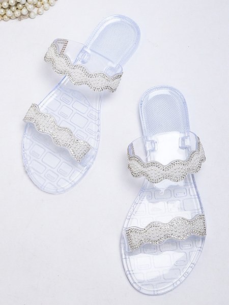 

Summer Rhinestone Transparent Beach Slippers, Women Shoes>>Women's Shoes>>Women sandals Slippers