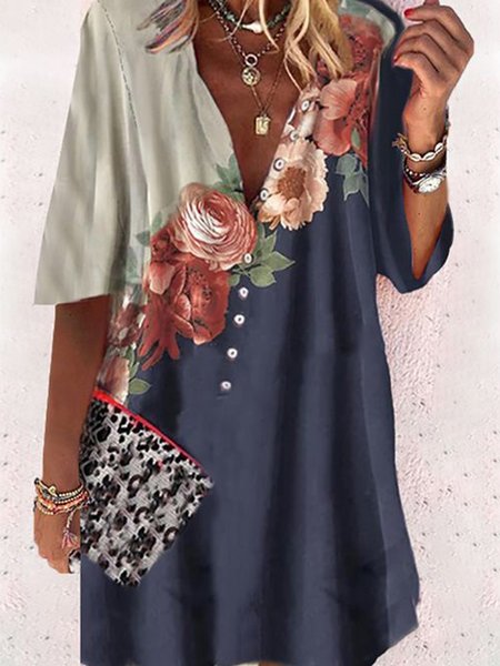 

Mother's Day Themed Floral Print Spring New Hot Women's Dresses, Multicolor, Dresses