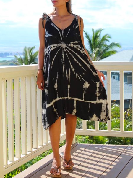 

Tie-dye print spring new hot women's dress, Multicolor, Dresses