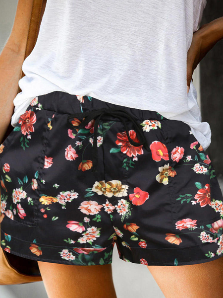 

Casual Floral Shorts, Black, Shorts