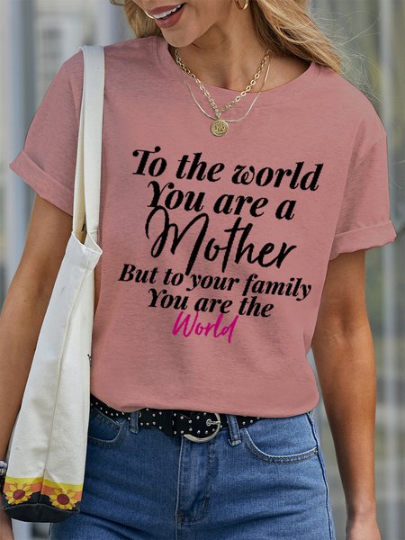 

Mothers Day T-Shirt Crew Neck Letter Short Sleeve T-Shirt, Pink, T-shirts
