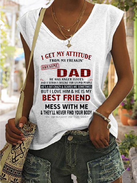 

I Get My Attitude From Awesome Dad Knit, White, Tank Tops