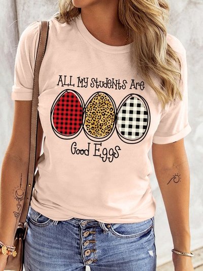 

Leopard Casual Loosen Short Sleeve T-Shirt, Pink, T-Shirts