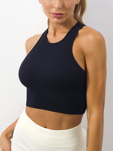 

Women's Yoga Fitness Sports Vest High Stretch Seamless Underwear Plus Size, Black, Bra&Bra Sets