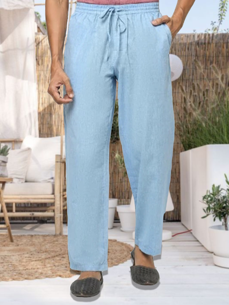 

Cotton And linen Style American Casual Basic Wild linen Trousers, As picture, Pants