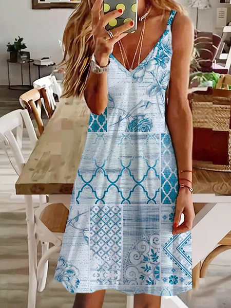 

Casual Sleeveless Knitting Dresses, Blue, Mini Dresses