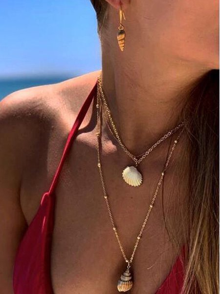 

Bohemian Seaside Resort Conch Tower Necklace, As picture, Necklaces