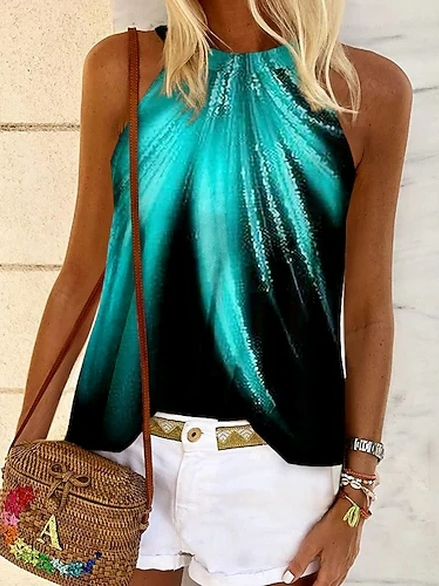 

Vacation Ombre Halter Knit Tank, Multicolor, Tanks & Camis