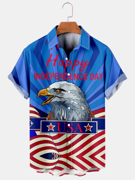 

Men's Printed Casual Short Sleeve Hawaiian Shirt, Blue, Men's Floral shirt