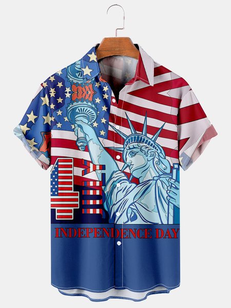 

Men's Liberty Print Casual Short Sleeve Hawaiian Shirt, Blue, Men's Floral shirt