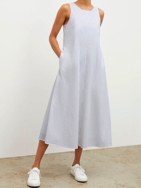 

Crew Neck Casual Striped Sleeveless Dress, Stripe, Maxi Dresses