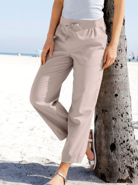 

Casual Solid Loosen Pants, Khaki, Pants