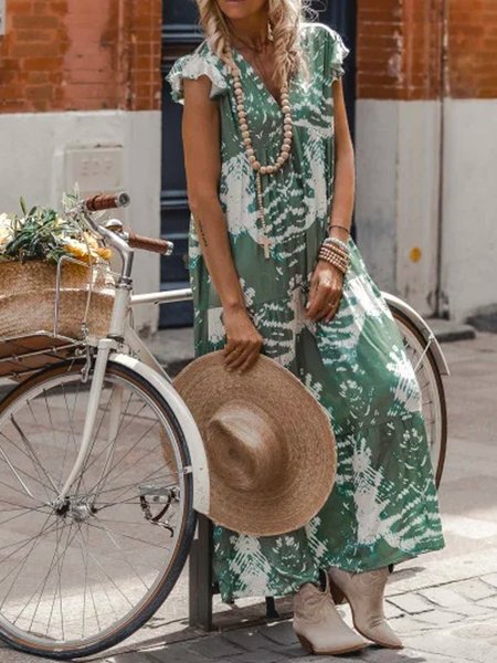 

Mother's Day Themed Tie-Dye Print Spring New Hot Women's Dresses, Multicolor, Dresses