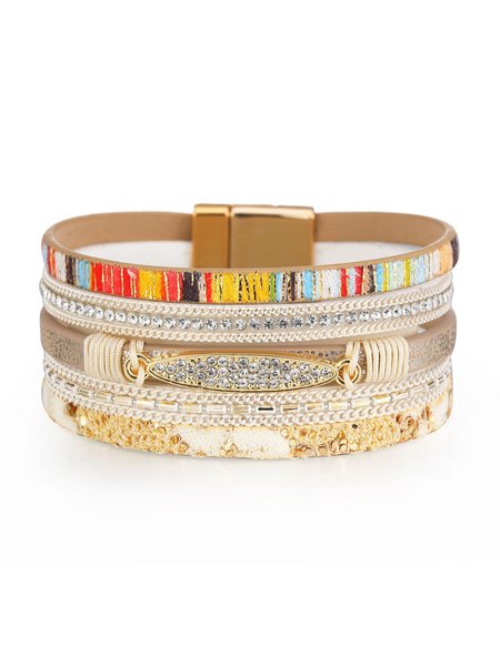 

Boho Faux Leather Layer Tower Bracelet, Color6, Bracelets