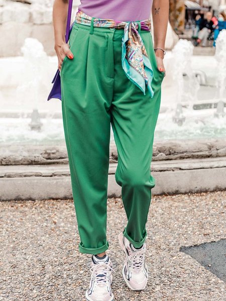 

Plain Boho Regular Fit Pants, Green, Pants