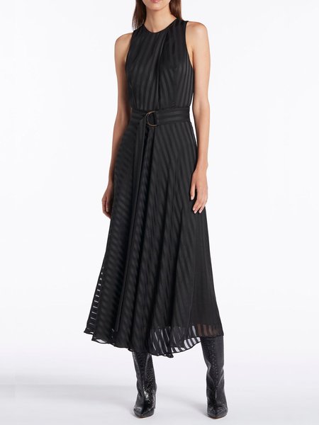 

Elegant Sleeveless Woven Dress, Black, Maxi Dresses