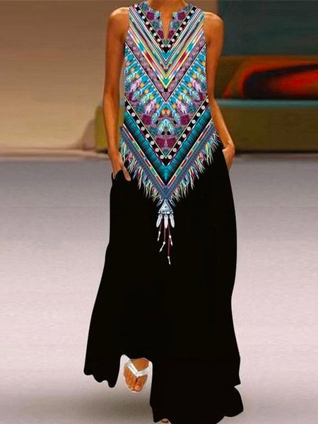 

Mother's Day Theme Tribal Ethnic Print Spring New Explosive Ladies Dress, Multicolor, Dresses