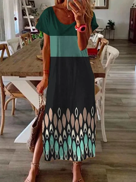 

Floral Vacation Loosen Short Sleeve women Dress, Multicolor, Dresses